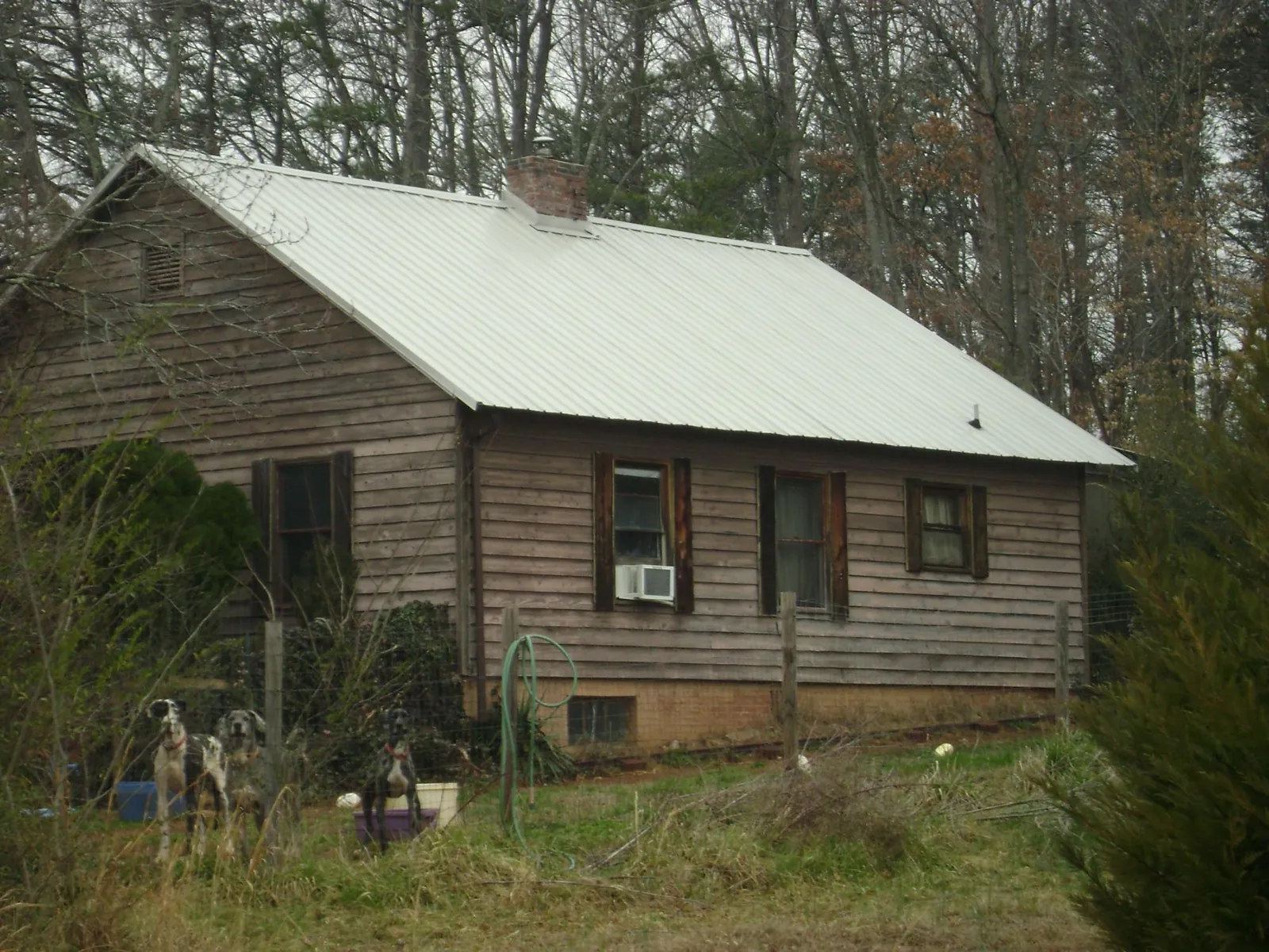 White metal roof on an old wood sided farmhouse, from a Metal Roof Installation job in Leota